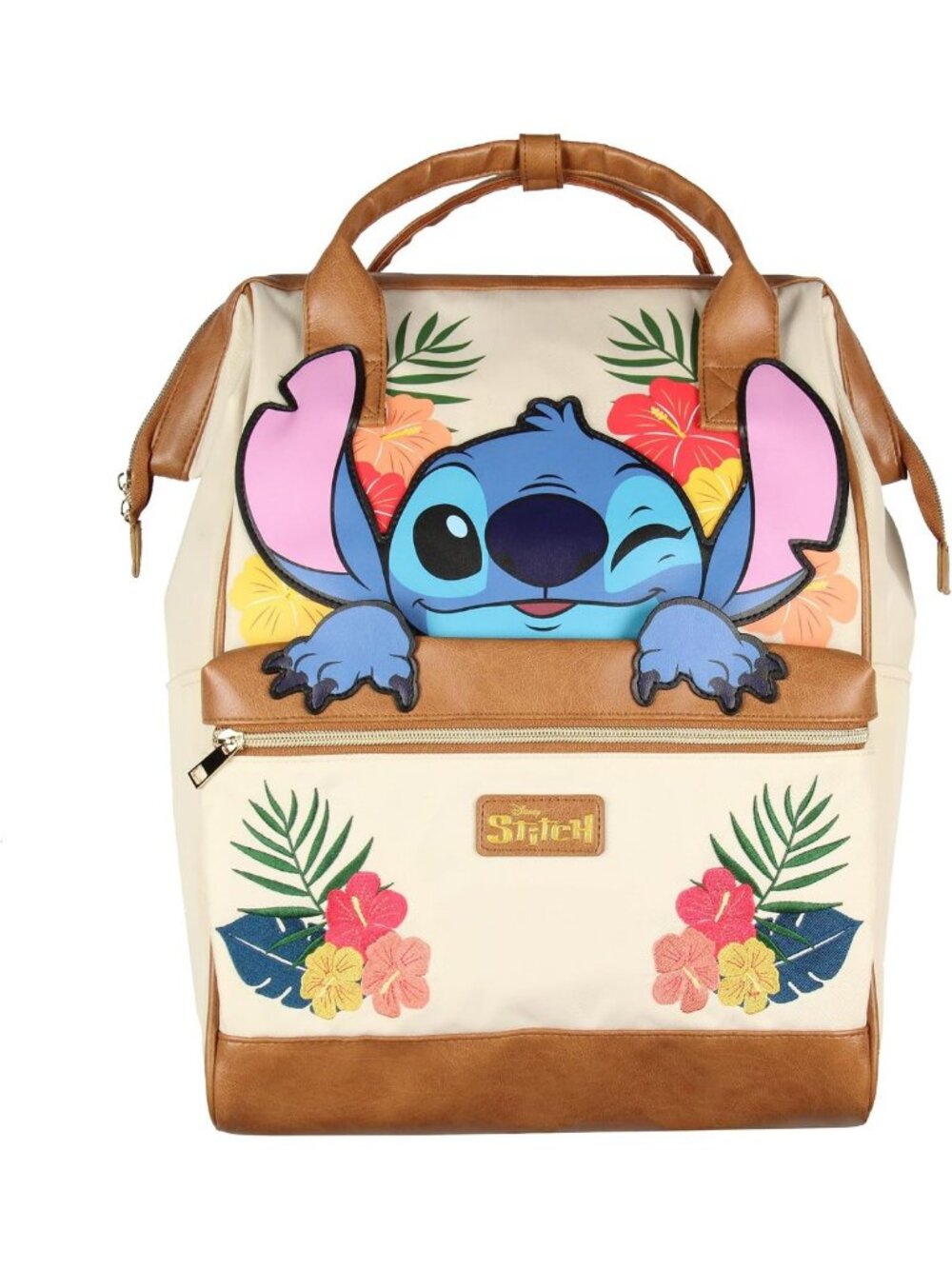 3D Floral Embroidered Backpack Tote Bag | Lilo & Stitch Inspired Travel Bag